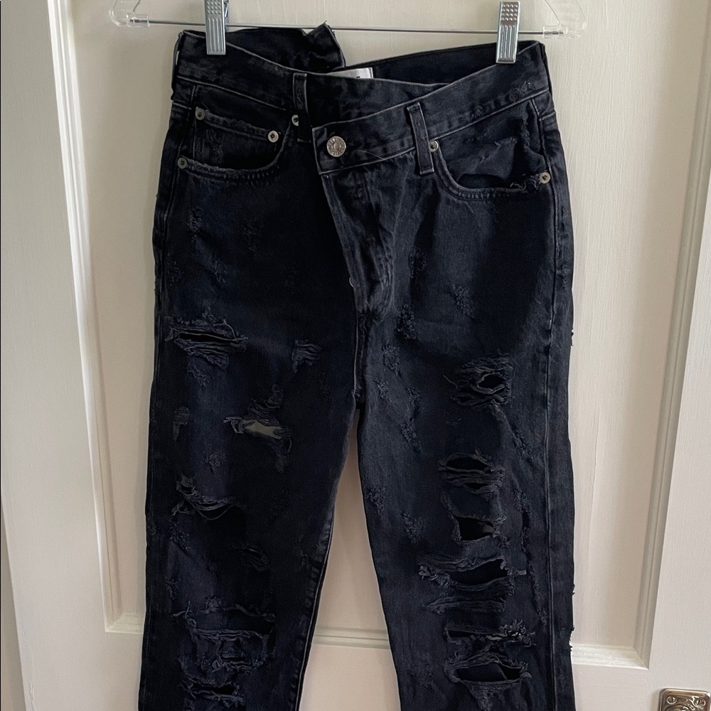 Agolde Black Distressed Ripped Jeans - Picture 2 of 3